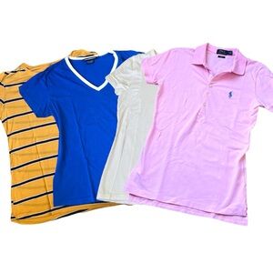 Women’s lot of 4 Slim Fit Polo Ralph Lauren Polo T-shirts BR Zara Size Size Sm